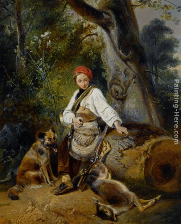 A Hunter at Rest in the Woods painting - Wijnandus Johannes Josephus Nuyen A Hunter at Rest in the Woods art painting